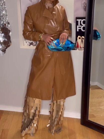 Gold Sequin Fringe Trouser