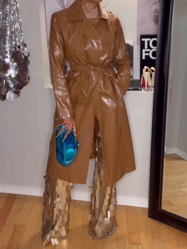 Gold Sequin Fringe Trouser