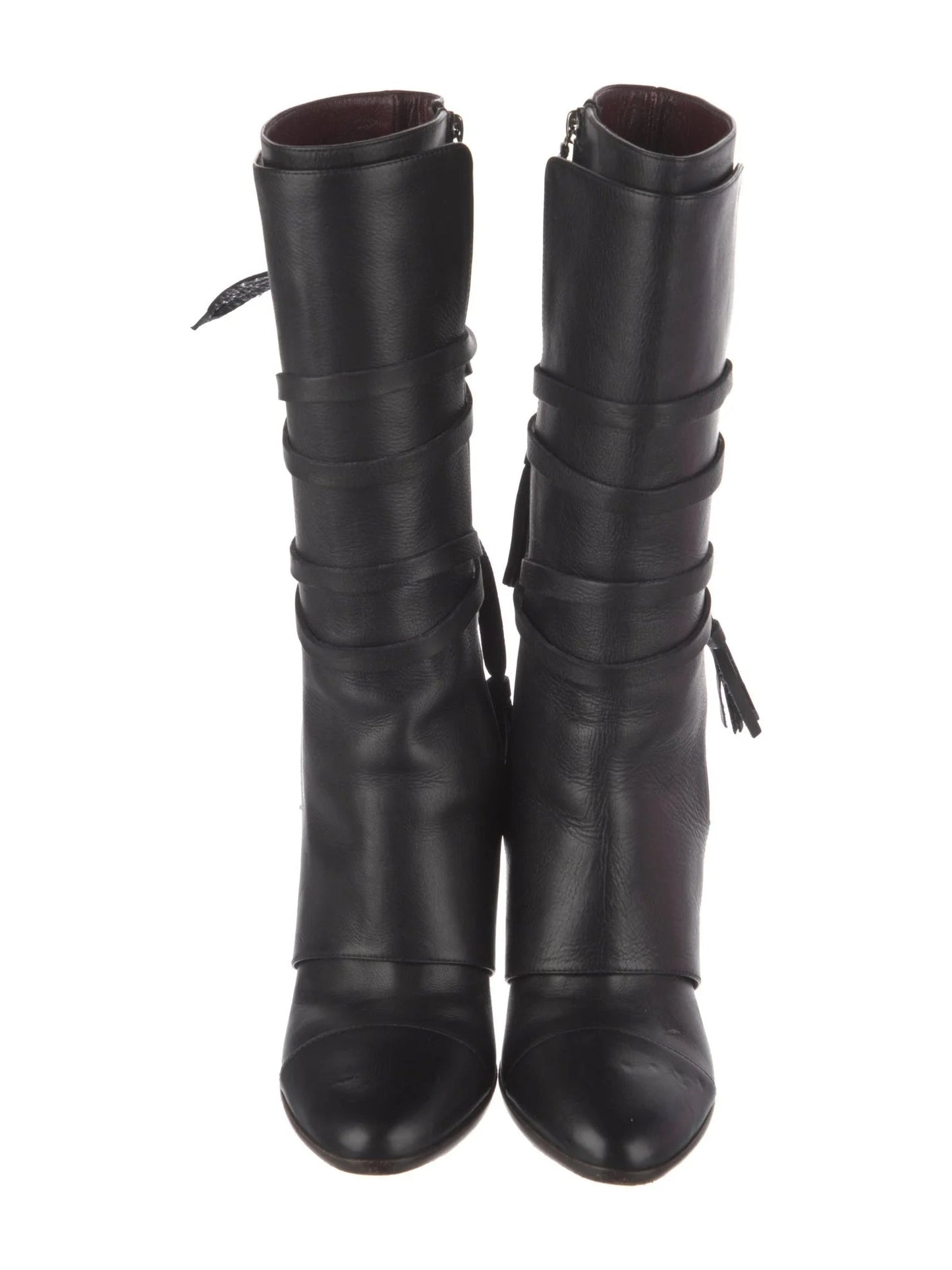 Black Leather Bow Boots