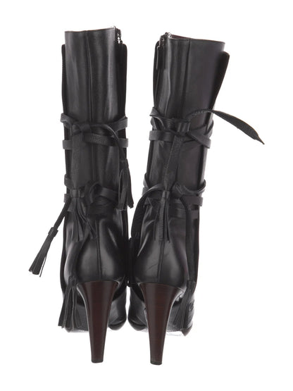 Black Leather Bow Boots