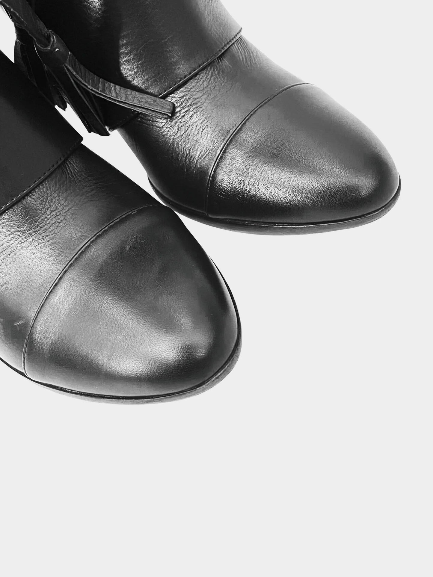 Black Leather Bow Boots