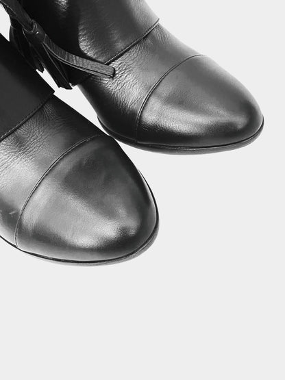 Black Leather Bow Boots