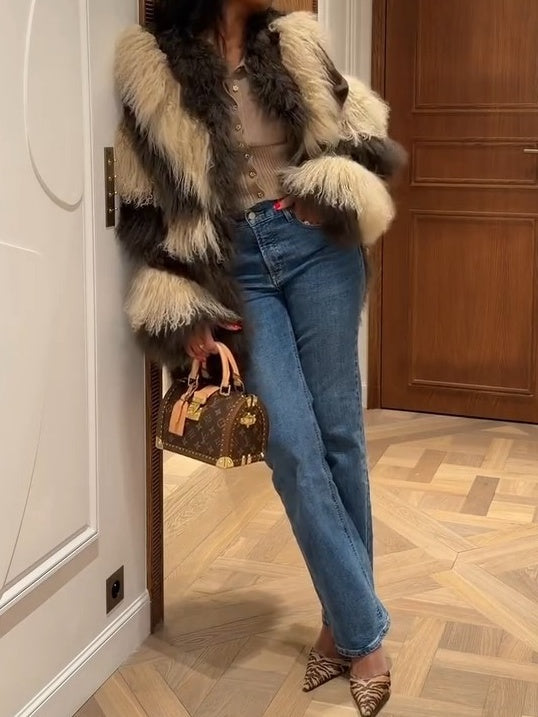 Patchwork Mongolian Fur Coat