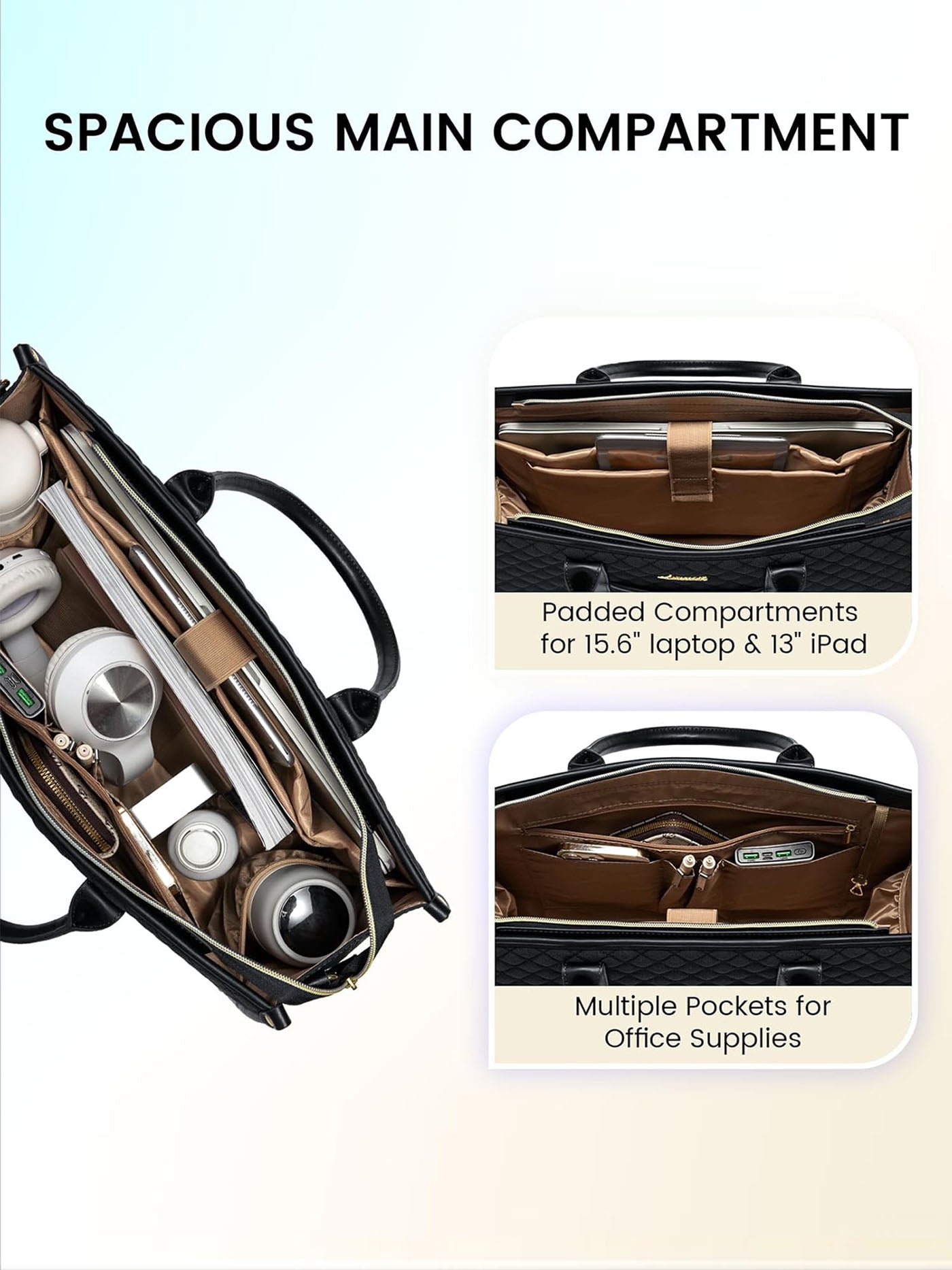 2 Pcs Quilted Laptop Tote Bag