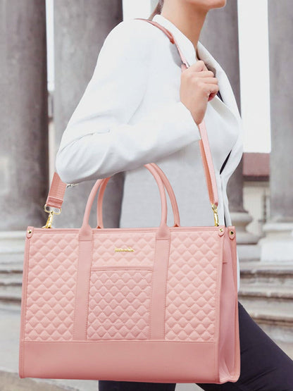 2 Pcs Quilted Laptop Tote Bag