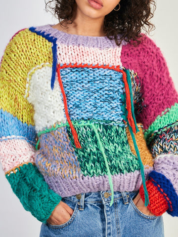 Bright Rainbow Patchwork Jumper