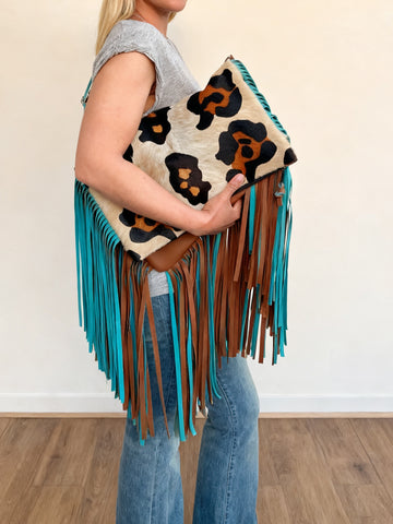 Large Fringe Crossbody Leather Bag