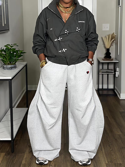 Metal Button Collared Slant Placket Soft Warm Coat