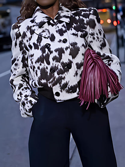 Cow-print Double-breasted Jacket