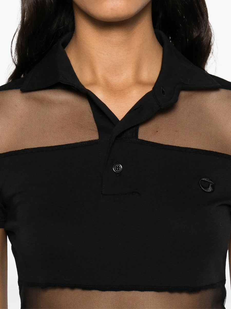 Mesh Patchwork Short Sleeve Maxi Dress