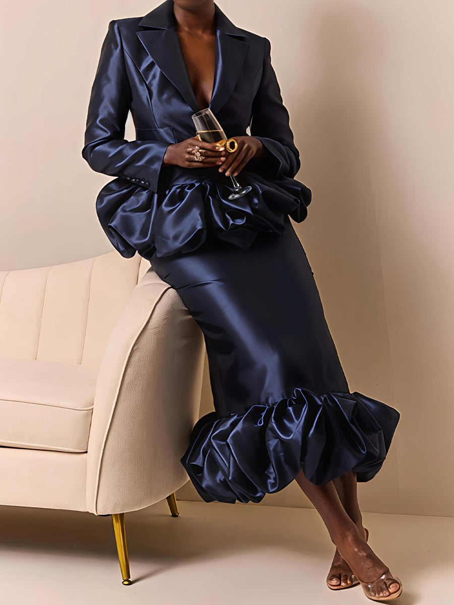 Elegant Balloon Hem Two Pieces Dress