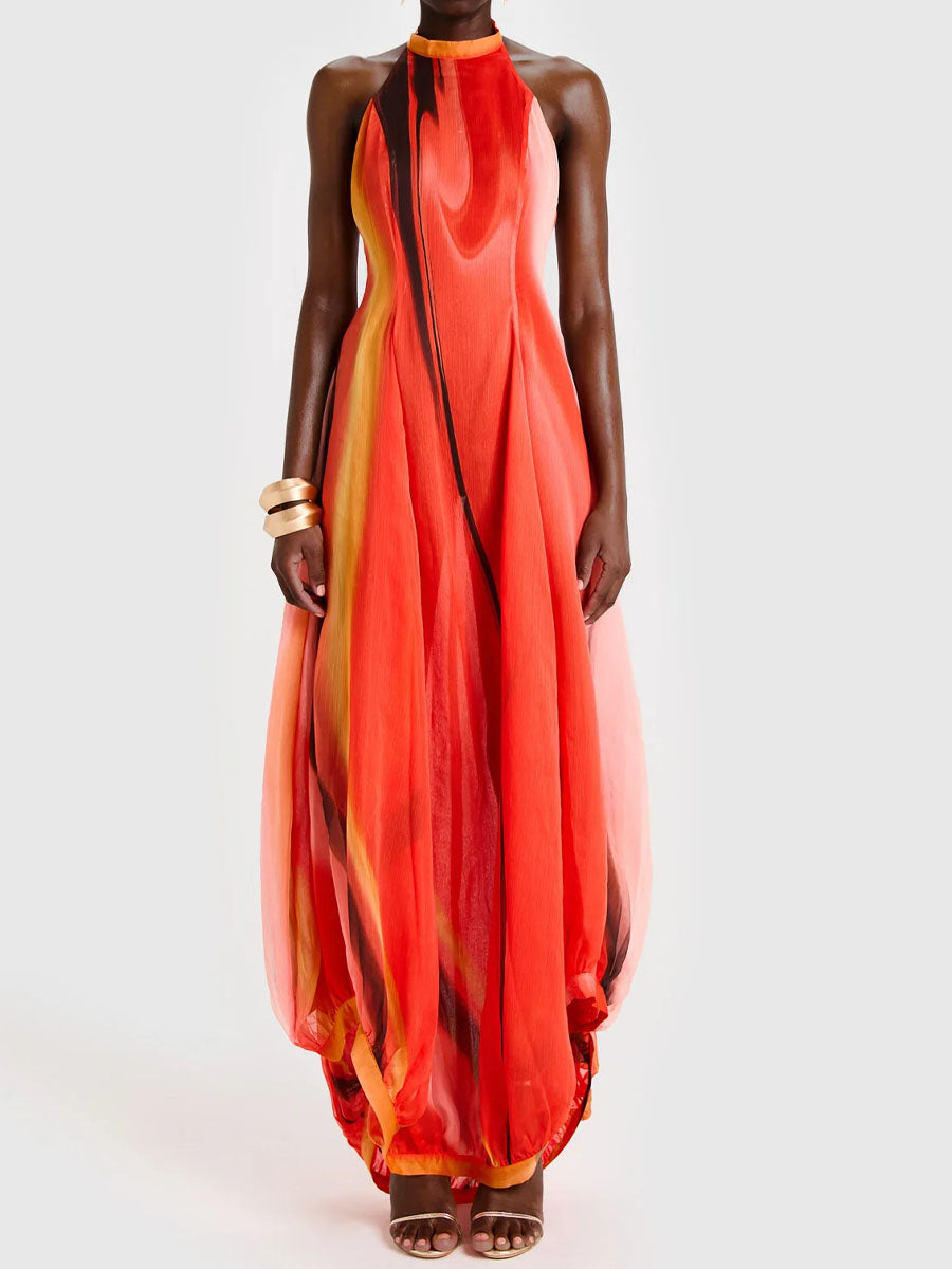 Chiffon Balloon Maxi Dress
