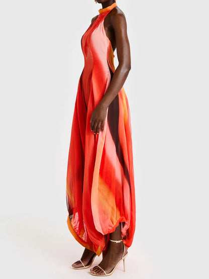 Chiffon Balloon Maxi Dress