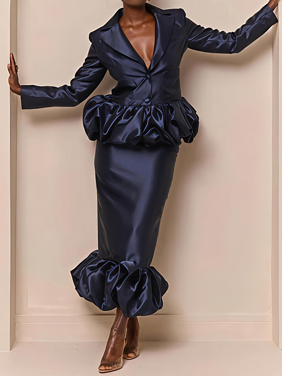 Elegant Balloon Hem Two Pieces Dress