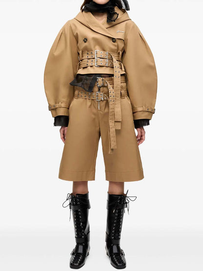 Double Buckle Belted Two Pieces Set