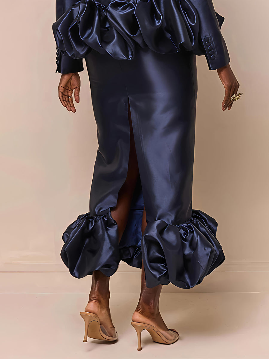 Elegant Balloon Hem Two Pieces Dress