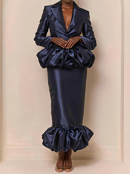 Elegant Balloon Hem Two Pieces Dress