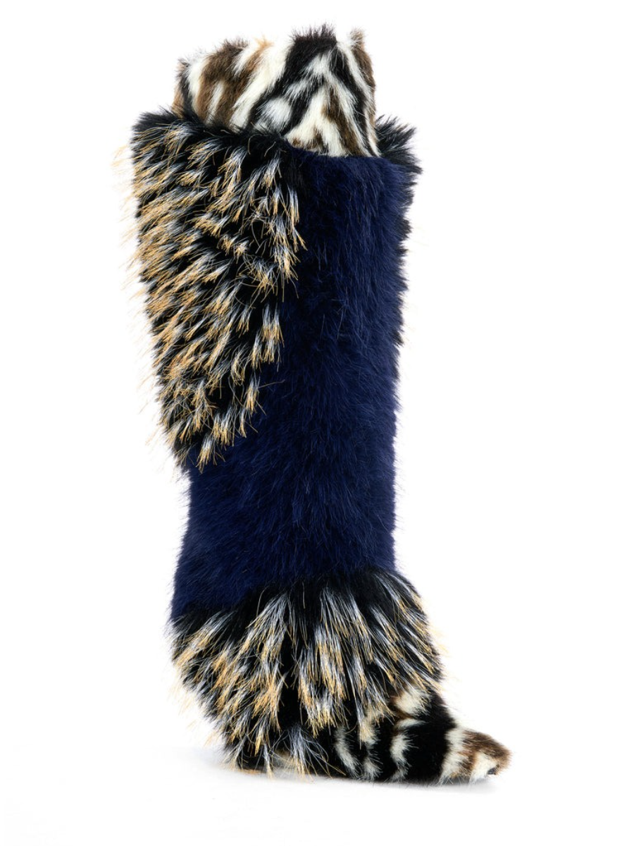 Navy Multi Fur Boot