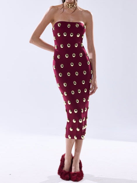 Metal Detailing Midi Dress