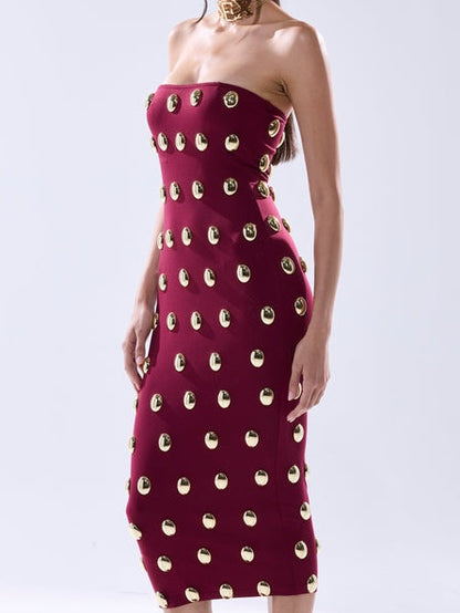 Metal Detailing Midi Dress