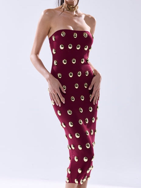 Metal Detailing Midi Dress