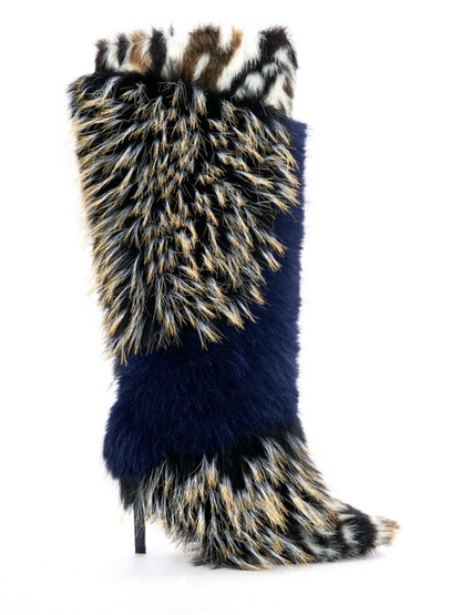 Navy Multi Fur Boot