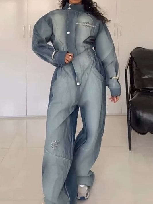 Casual Loose Niche Denim Jumpsuit