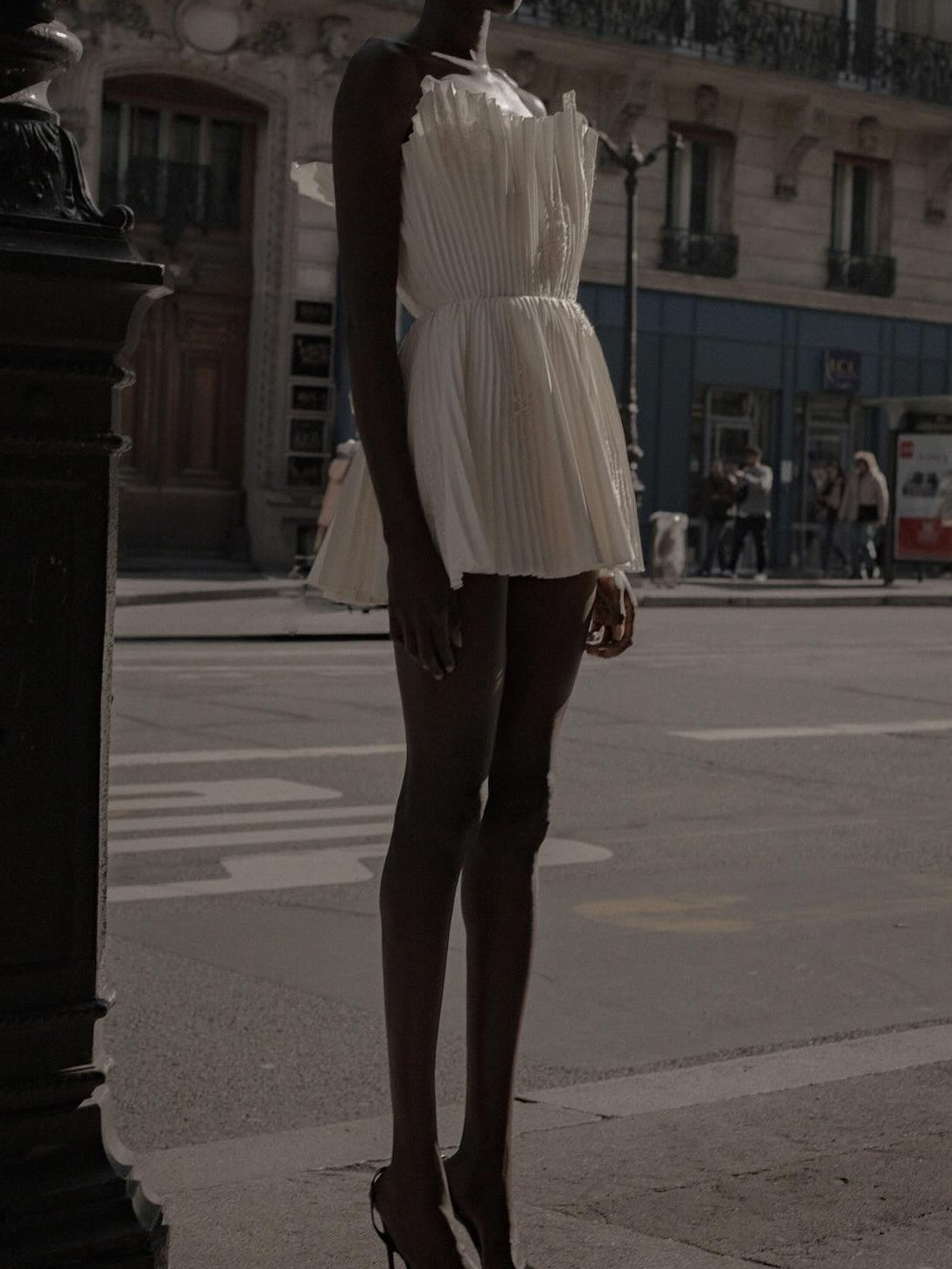 Buttermilk Structured Textured Bandeau Mini Dress