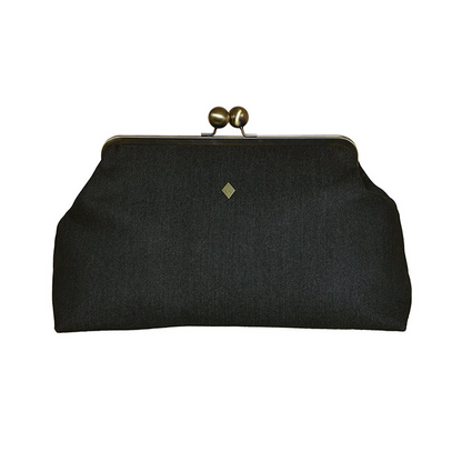 Classic Kiss-lock Closure Adorned Denim Bag
