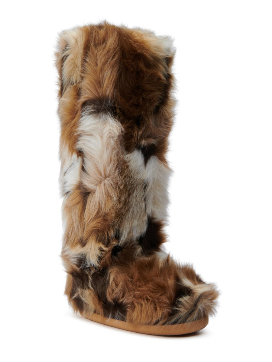 Multi-Fuzzy Flat Knee High Boot