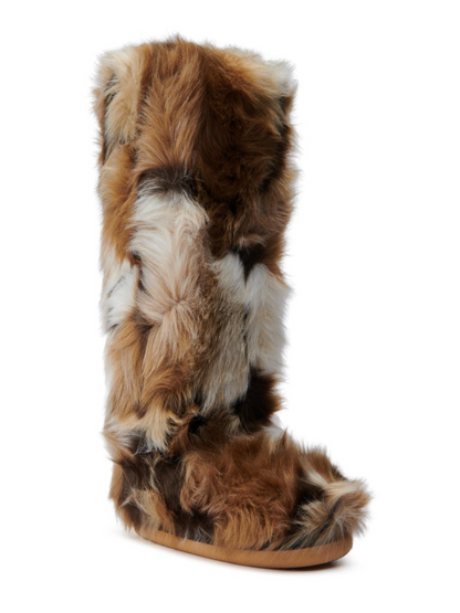 Multi-Fuzzy Flat Knee High Boot
