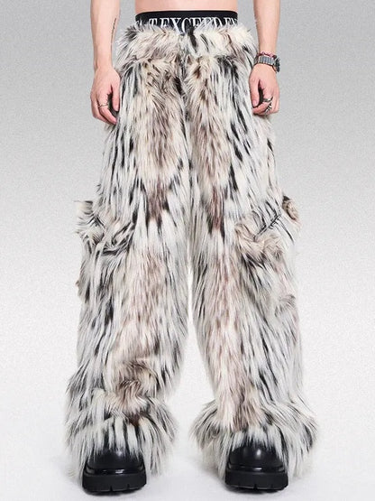 Thick Faux Fur Wide Leg Pants