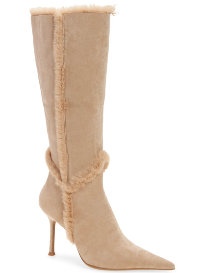 Fold-over Knee High Faux Fur Heeled Boot