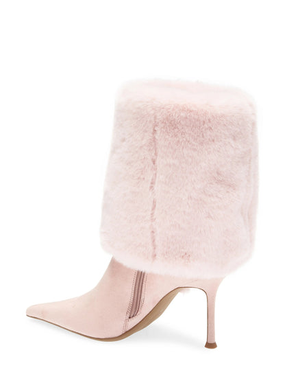 Fold-over Knee High Faux Fur Heeled Boot