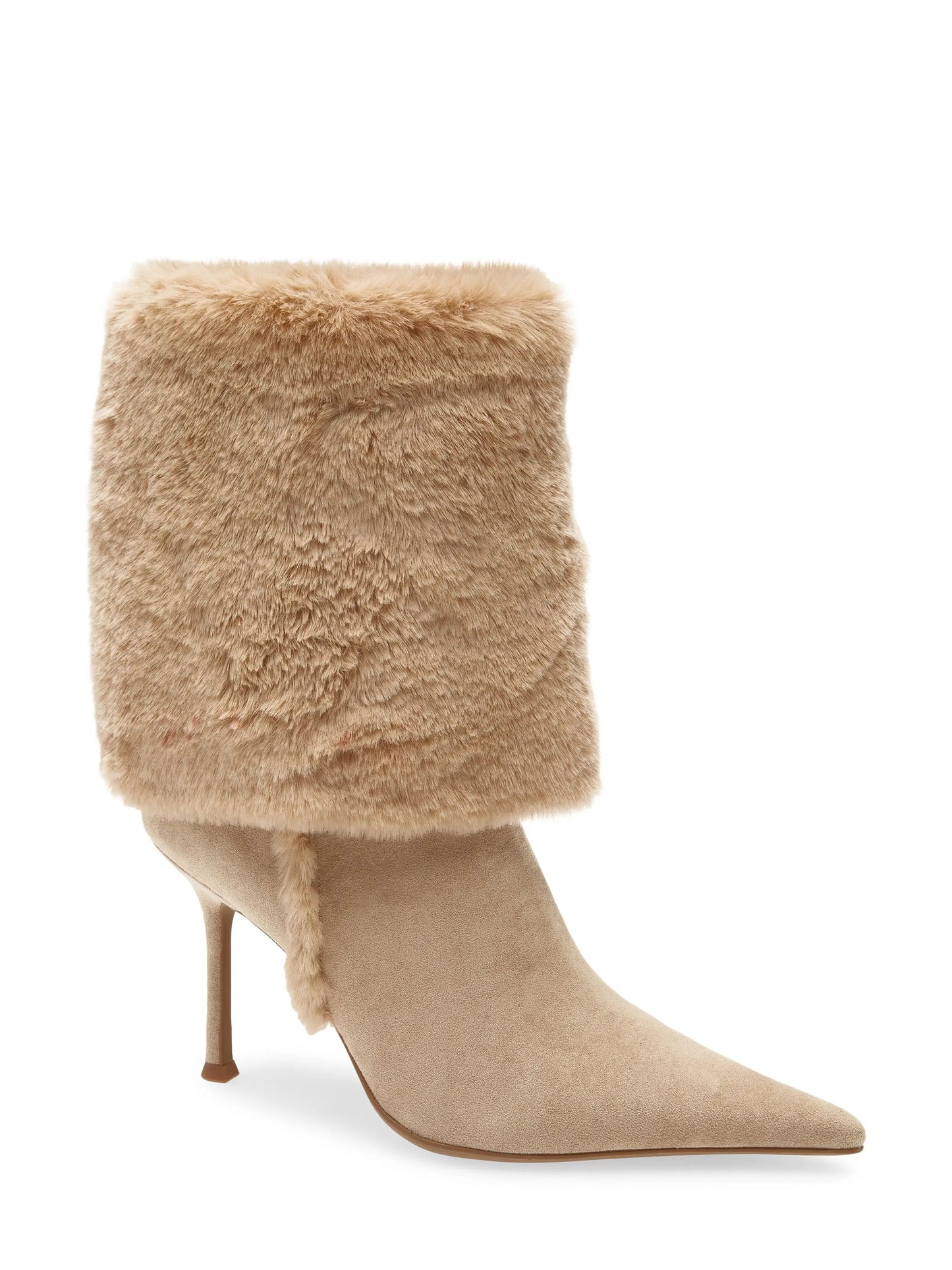 Fold-over Knee High Faux Fur Heeled Boot