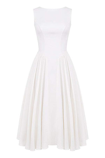 White Sleeveless Midi Dress