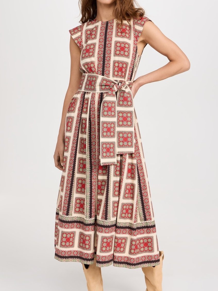 Westward Bandana Print Sleeveless Midi Dress