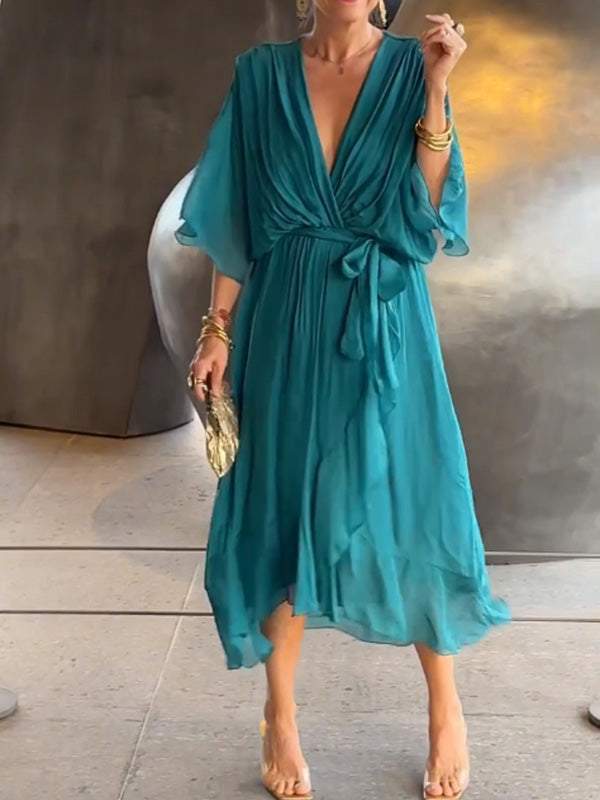 Stylish And Elegant V-neck Chiffon Dress