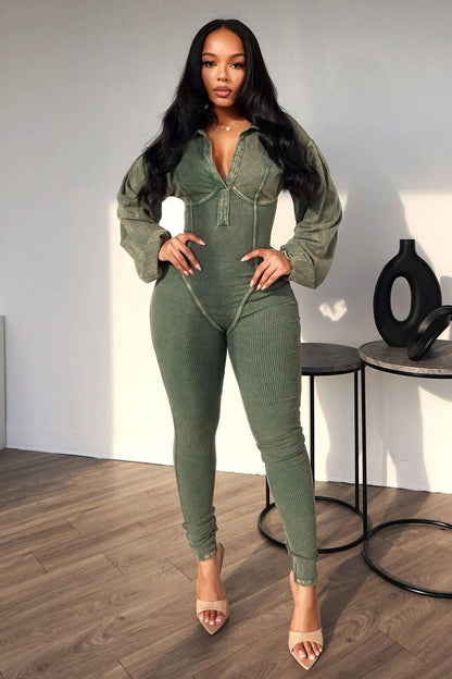 Baddie Mineral Washed Corset Jumpsuit