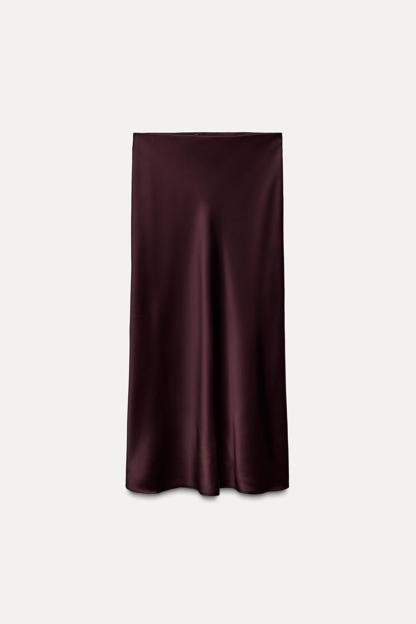 Satin Effect Midi Skirt