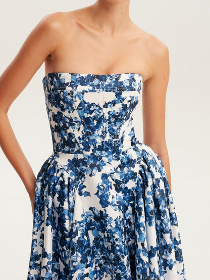 Sleeveless Tube Top Printed Waist Dress