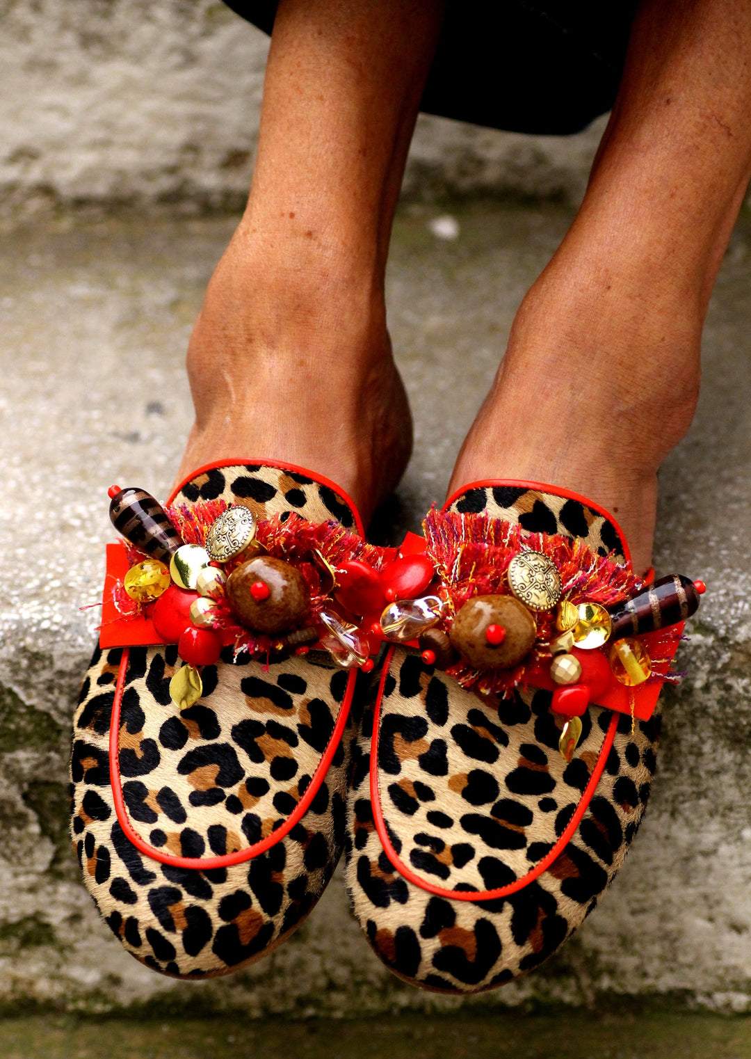 Aline Leopard Red Loafers