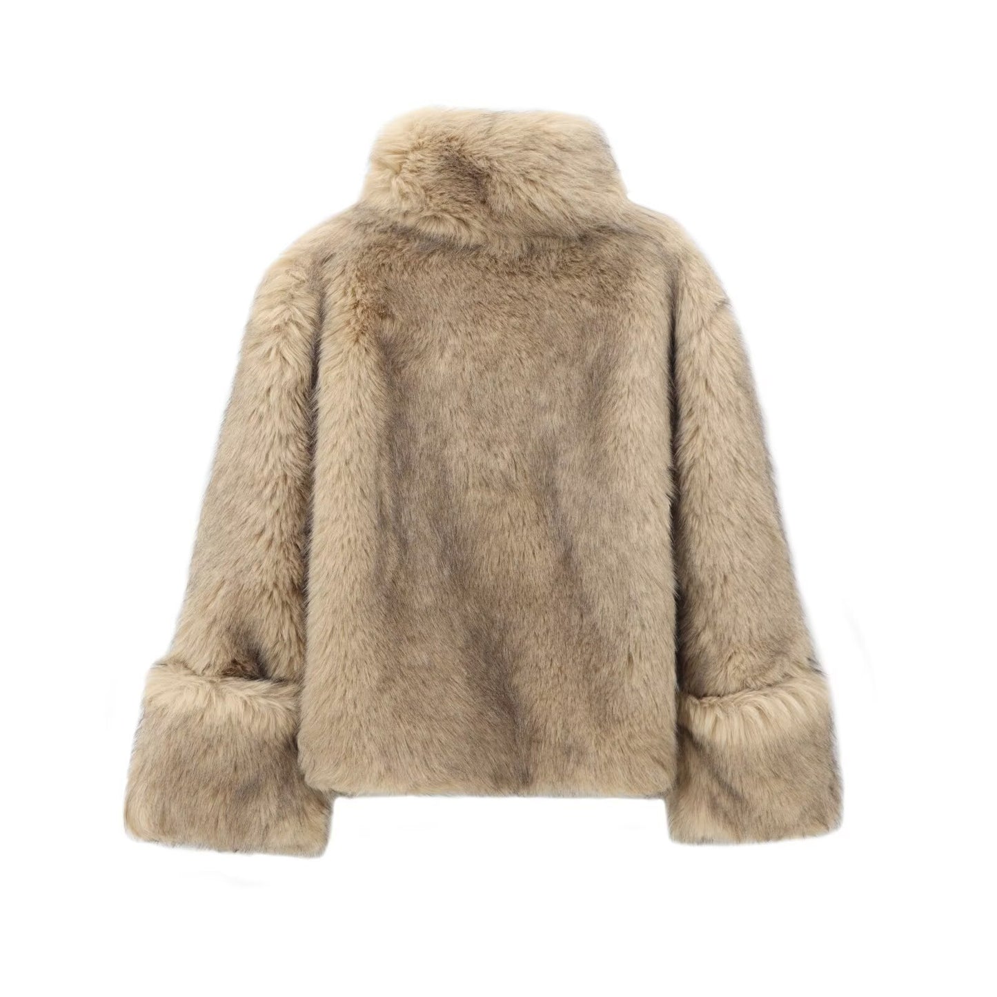 High Collar Gradient Faux Fur