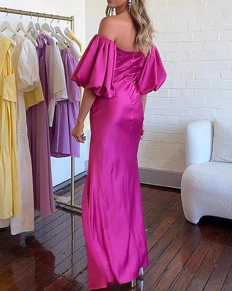 Women's Elegant Satin Slit Dress