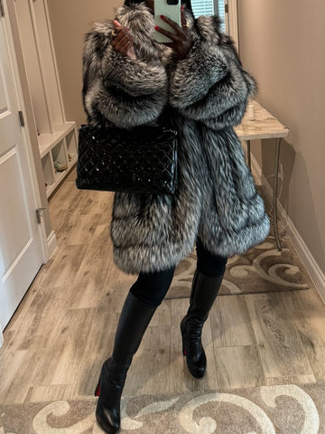 Silver Fox Fur Coat