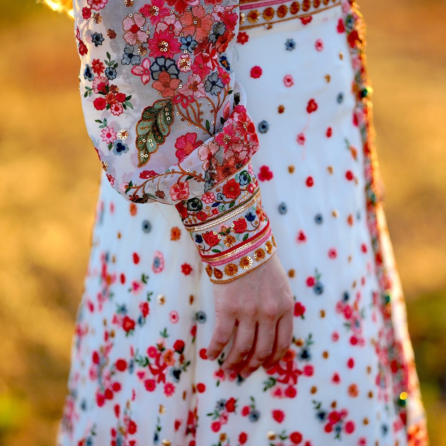 Floral Embroidered Shirt Maxi Dress