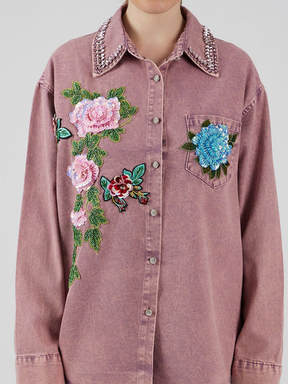 Fab Pink Denim Shirt Jacket