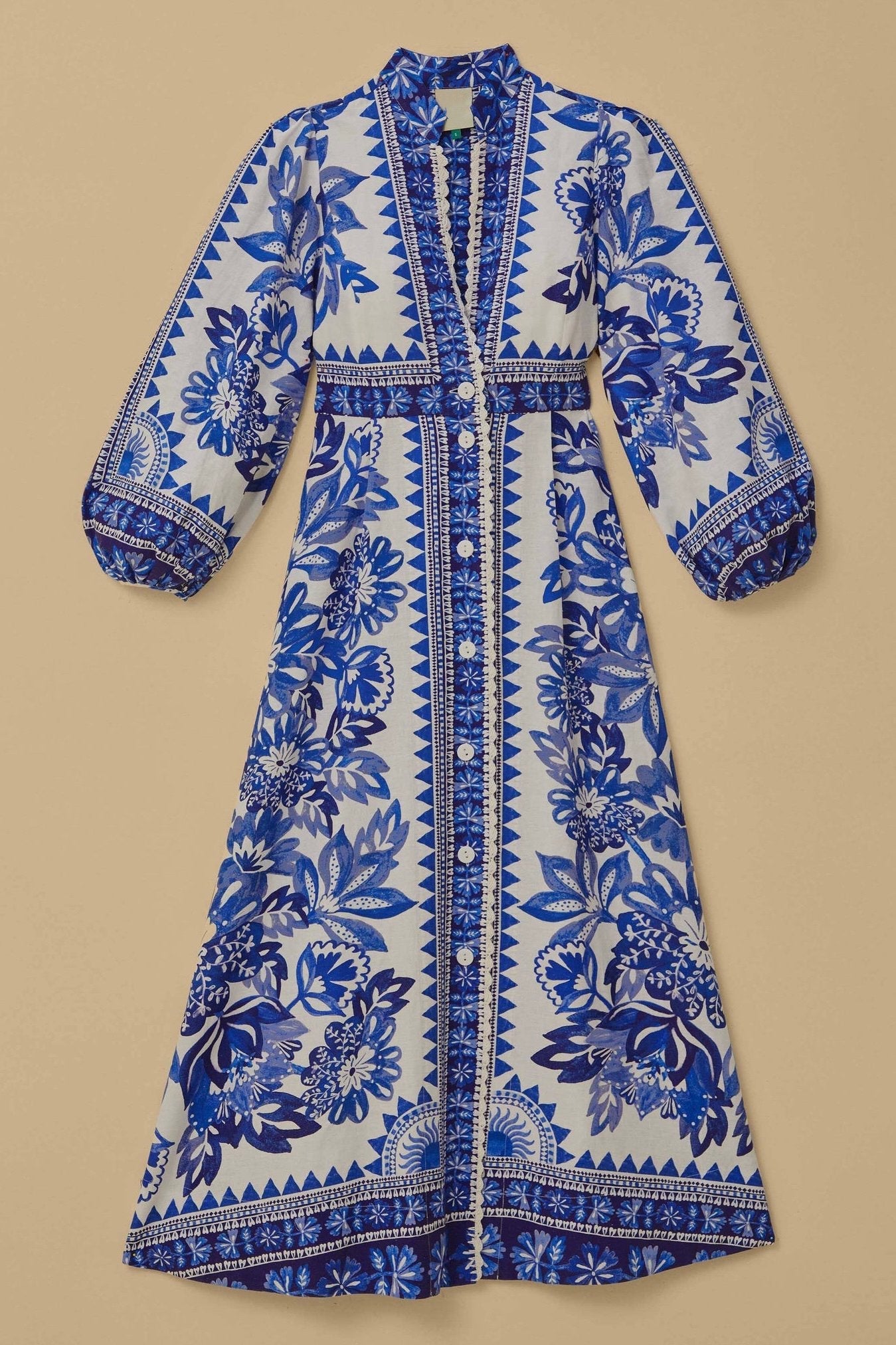 Button Up Printed Long Sleeve Maxi Dress