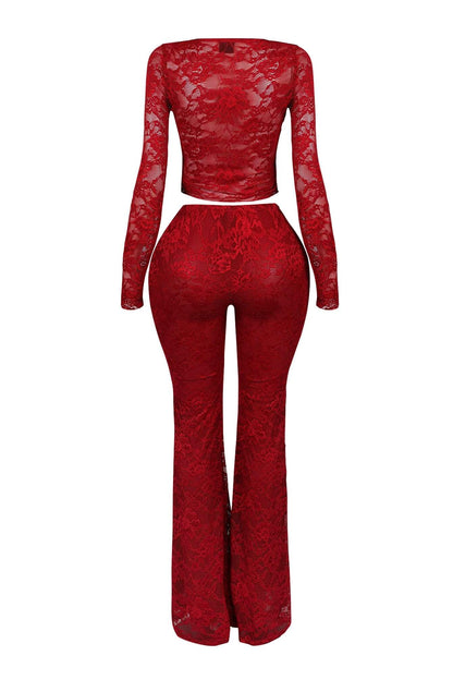 Lace Top & Wide Pants SET