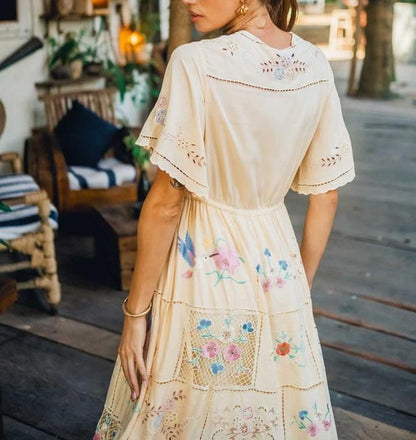 Paneled Embroidered Dress